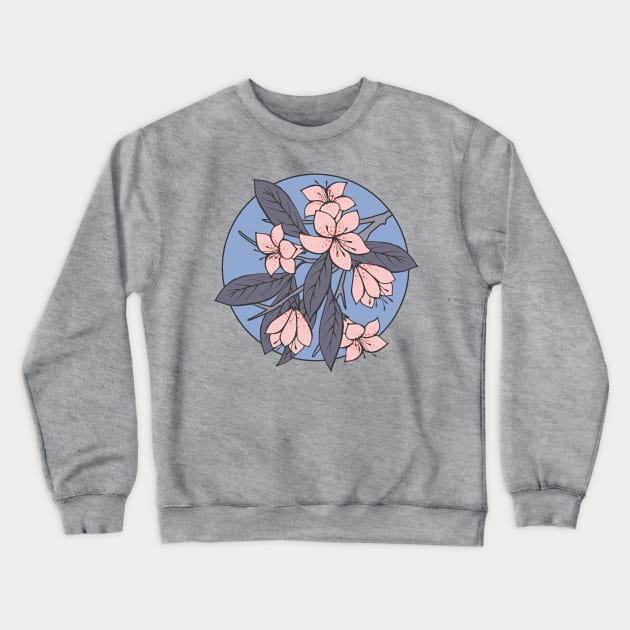 Pink and Blue Sakura Crewneck Sweatshirt by Olooriel